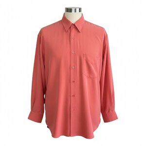 Burma Bibas Men's Shirt Salmon Coral Long Sleeve Tencel Lyocell Size Medium